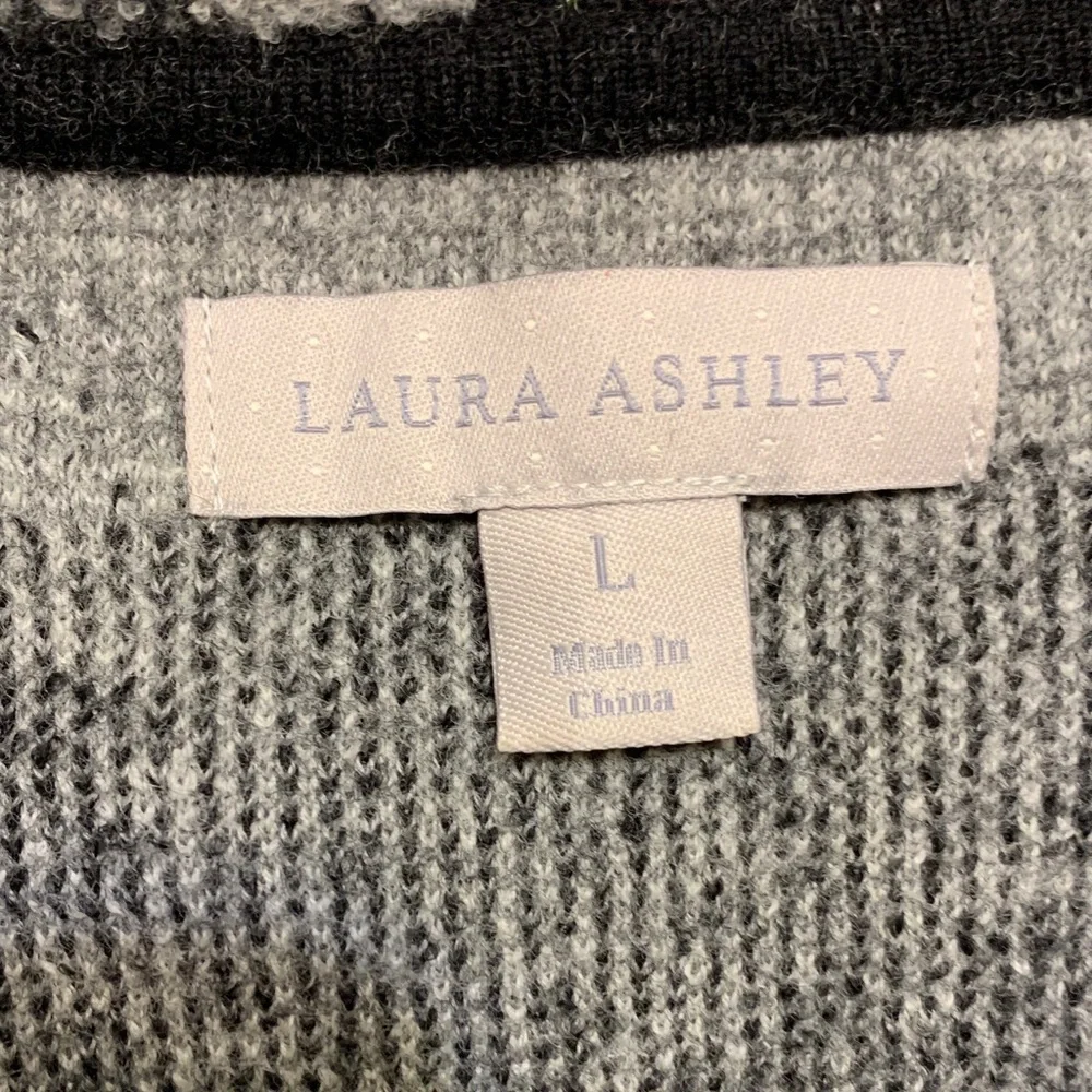 Laura Ashley long cardigan sz L wool blend winter fall preppy career work church